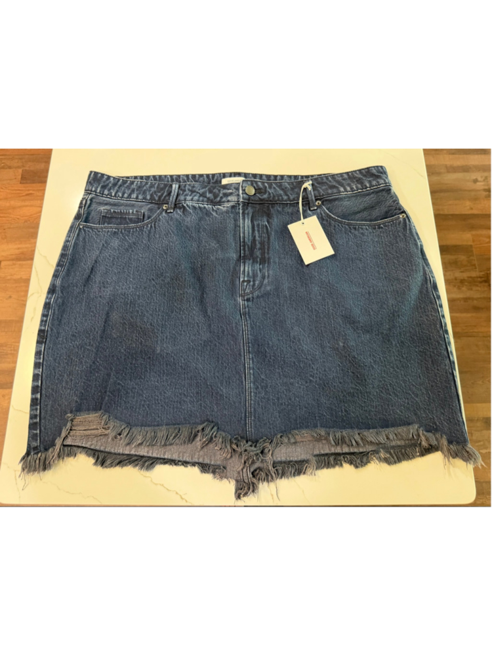 NWT Good American Distressed Denim Skirt Size 16